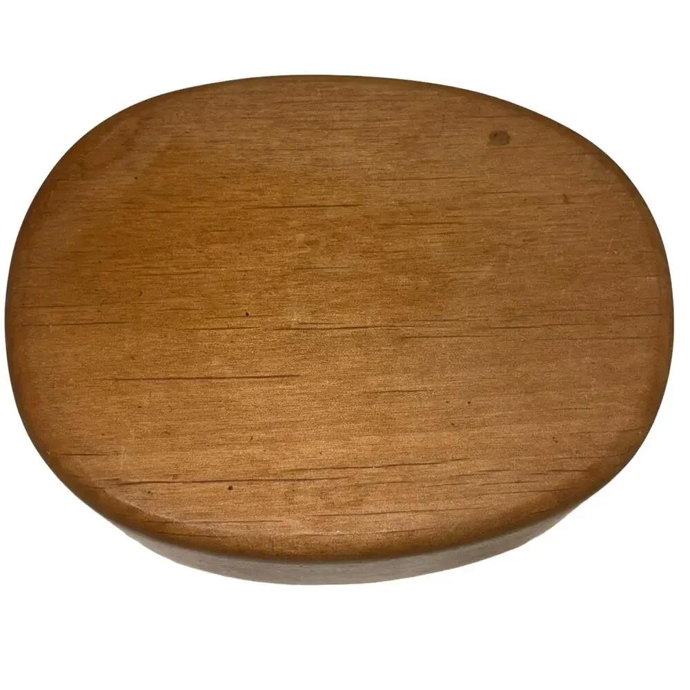 Wooden Covered Trinket Box Sliding Cover Oval